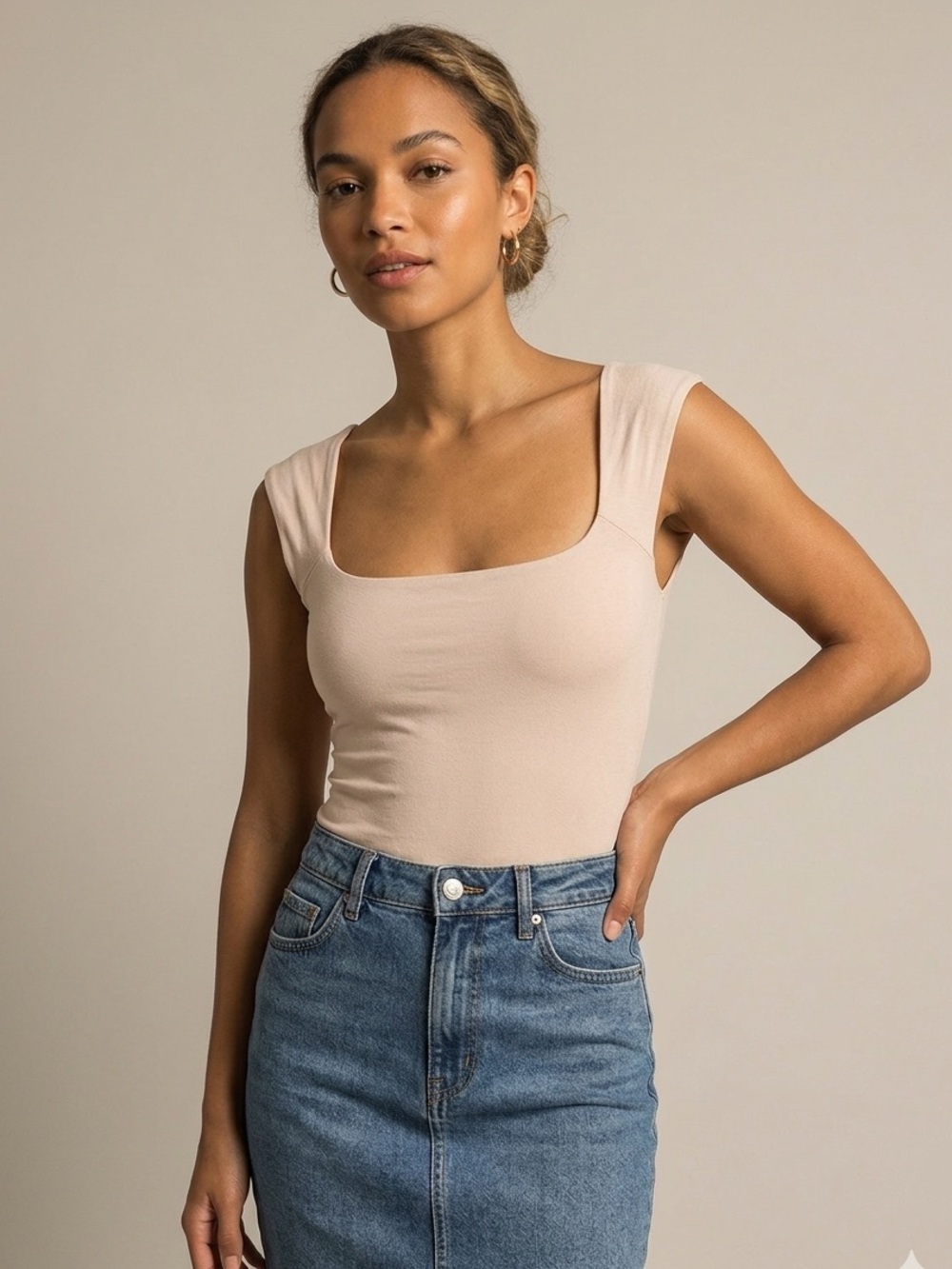 Wilfred Square Neck Sleeveless Bodysuit - Light Blush